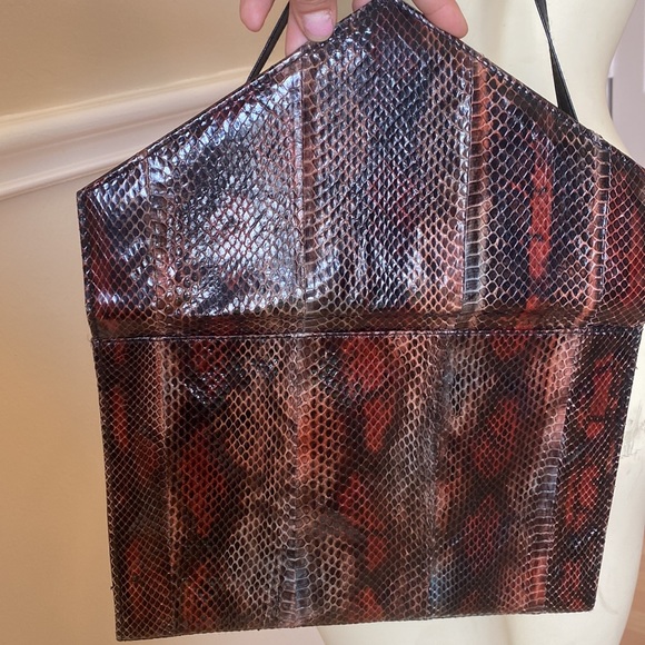 Vintage 1970’s  multi color snakeskin J.Reneé Hong Kong clutch/removable straps - Picture 10 of 11